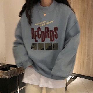 Lettering Crop Loose-fit Sweatshirt (fleece Lined)
