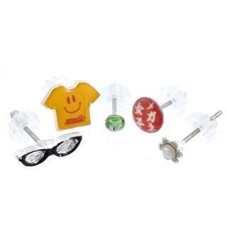 T-shirt With Smile & Glasses Earrings