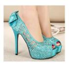 Peep Toe High Heel Lace Pumps