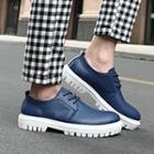 Genuine Leather Lace Up Platform Casual Shoes
