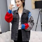 Lettering-sleeve Denim Jacket