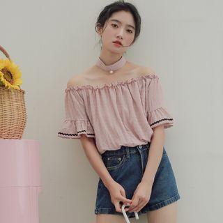 Choker Off-shoulder Short-sleeve Top