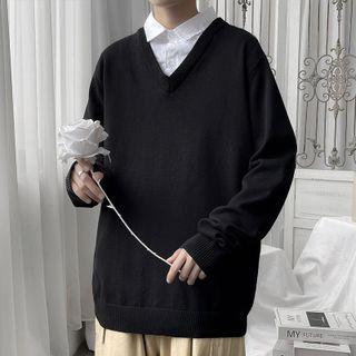 Mock Two-piece Collar Panel Sweater