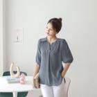Balloon-sleeve Frilled-trim Blouse