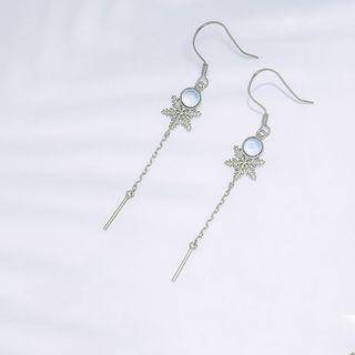 925 Sterling Silver Snowflake Dangle Earring 1 Pair - S925 Silver - One Size