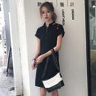 Heart Short-sleeve Polo Dress Black - One Size