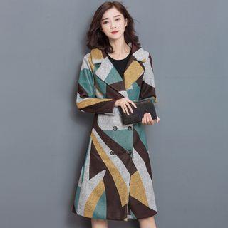 Patterned Notch-lapel Double-breasted Coat