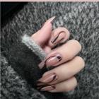 Print Pointed Faux Nail Tips Y13 - Nude & Black - One Size