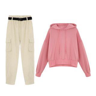 Set: Lettering Hoodie + Cropped Harem Pants