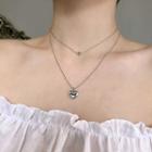 925 Sterling Silver Metal Bead Choker / Heart Necklace