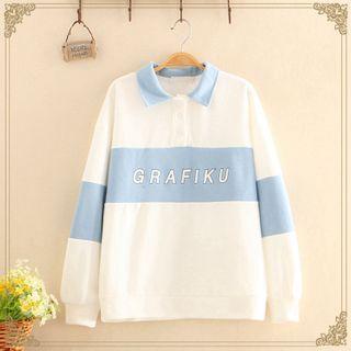 Color-block Long-sleeve Polo Top