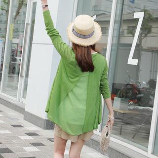 Chiffon-panel Sheer Summer Cardigan