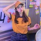 Striped Short-sleeve T-shirt Orange - One Size