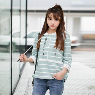 3/4-sleeve Stripe Hoodie