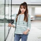 3/4-sleeve Stripe Hoodie