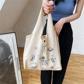 Astronaut Print Canvas Shopper Bag