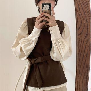 Vest / Puff-sleeve Blouse