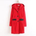 Plain Woolen Pocket Coat Red - One Size