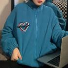 Heart Embroidery Zip-up Jacket