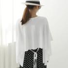Tie-back Flared T-shirt White - One Size