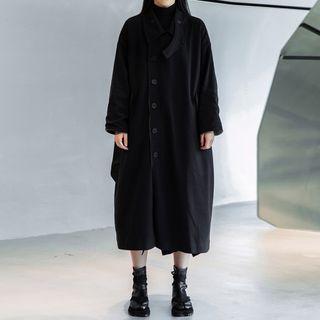 Color Block Two Way Long Jacket Black - One Size