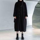 Color Block Two Way Long Jacket Black - One Size