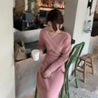 Long-sleeve Sweater Midi Sheath Dress