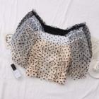 Cropped Boatneck Dotted Mesh Top