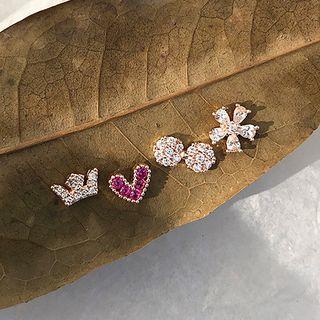 Set Of 4: Cz Stud Earring As Shown In Figure - One Size