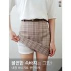 Inset Shorts Belted Plaid Miniskirt