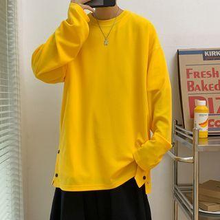 Buttoned Hem Sweatshirt