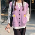 Lace Collar Blouse / Floral Sweater Vest