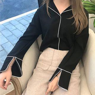 Piped Bell-sleeve Blouse