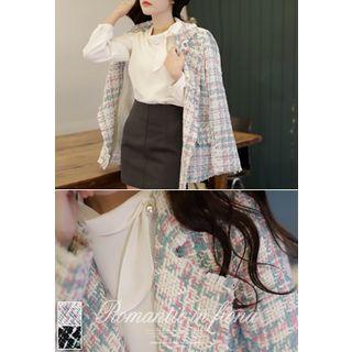 Faux-pearl Button Double-breasted Tweed Jacket