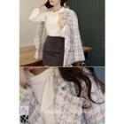 Faux-pearl Button Double-breasted Tweed Jacket