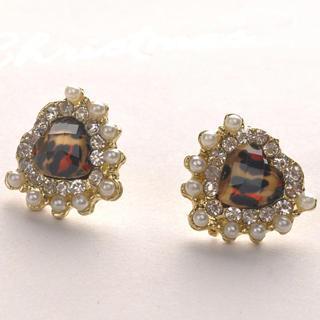 Heart Pearl Earrings - Gold Gold - One Size