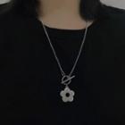 Flower Pendant Stainless Steel Necklace Necklace - Flower - Silver - One Size