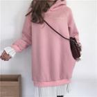 Mock Two Piece Pleated Trim Hoodie