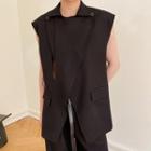 Asymmetrical Vest Black - One Size