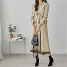 Button-trim Flap Trench Coat With Sash
