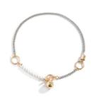 Faux Pearl Alloy Bead Pendent Choker 3842 - Gold & Silver & White - One Size