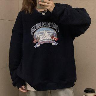 Print Sweatshirt Dark Blue - One Size