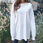 Drop-shoulder Long Cotton Pullover
