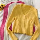 Slim-fit Ribbed-knit Cardigan
