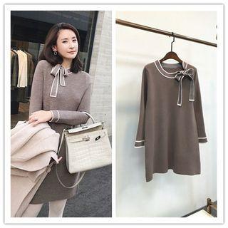 Bow Accent A-line Knit Dress