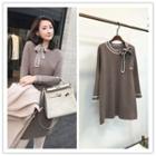 Bow Accent A-line Knit Dress