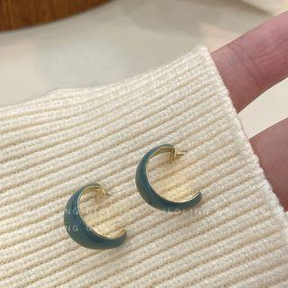 Glaze Open Hoop Earring 1 Pair - Blue - One Size