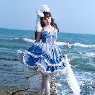 Ruffle Strap Lace-up Midi A-line Lolita Dress