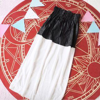 Color Panel Faux Leather Skirt