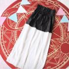 Color Panel Faux Leather Skirt